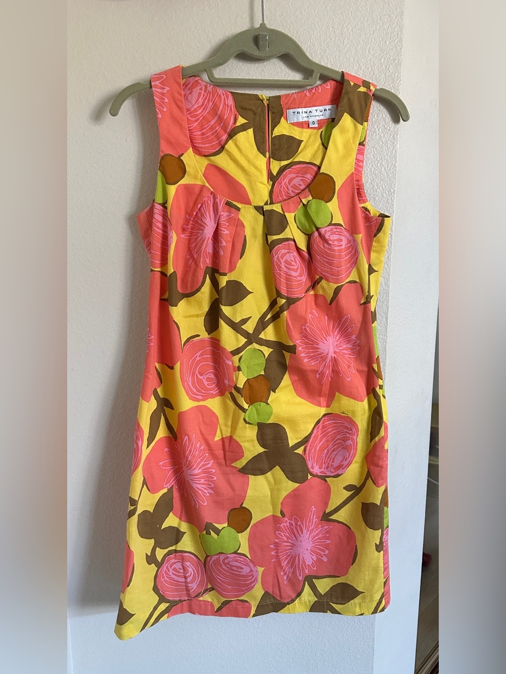 Trina Turk Floral Cotton Shift Dress Size 0 Made in California USA